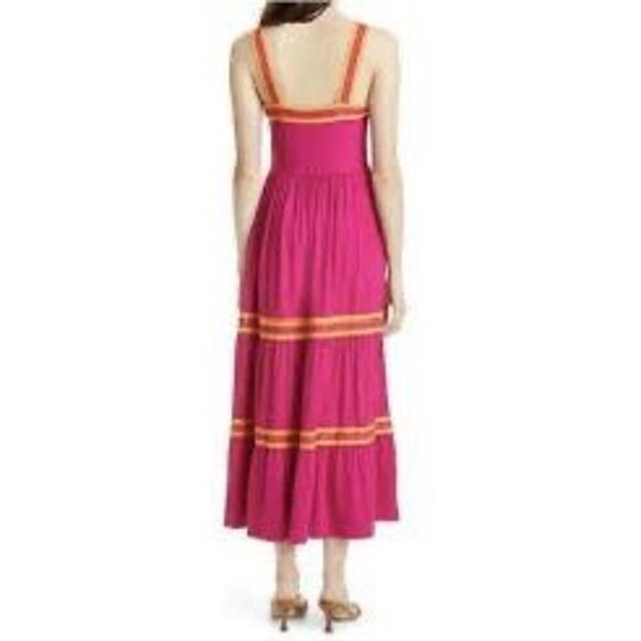 Ted Baker London Women’s Size 4 Norabel Tiered Midi Sun Dress Pink Striped NWT - Picture 5 of 16